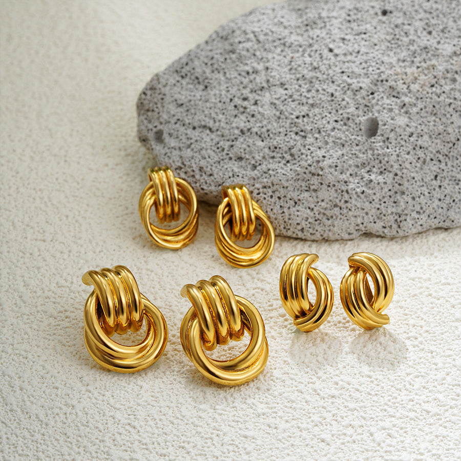 Golden Series Instagram-Style Striped Textured Earrings