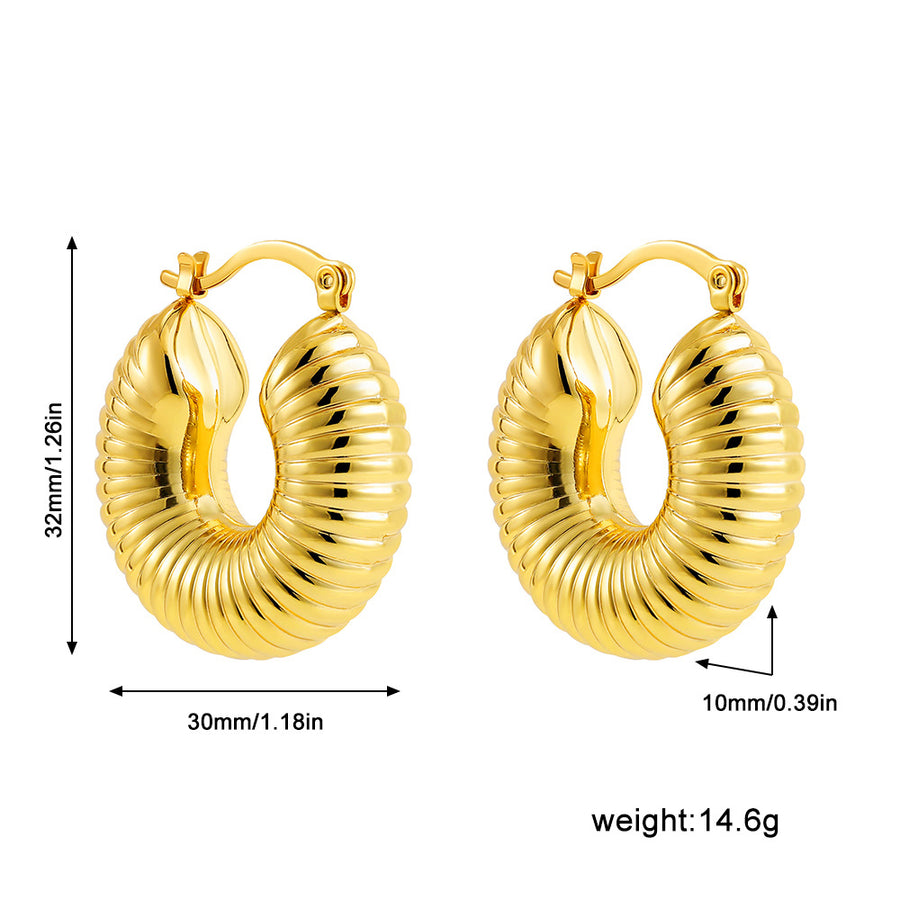 Golden Series Instagram-Style Striped Textured Earrings