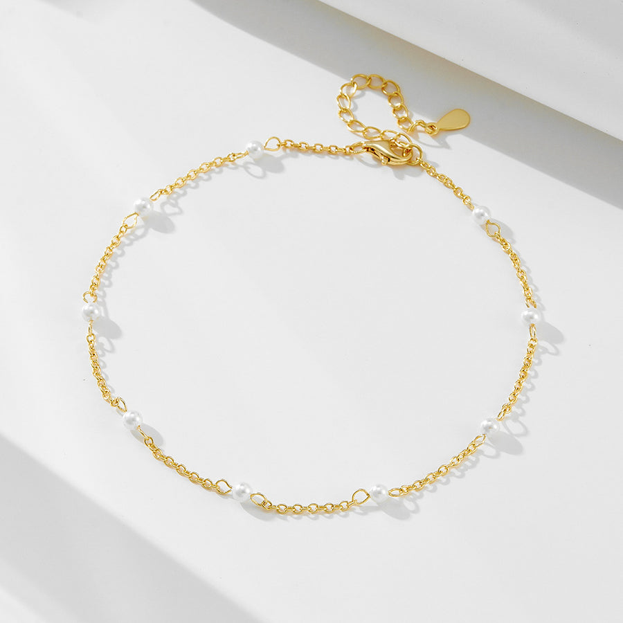 Womens Summer Pearl Beach Anklet for Elegant Style