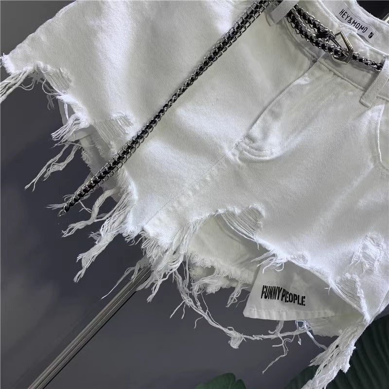 Raw-edged Irregular Denim Skirt for Trendy Style