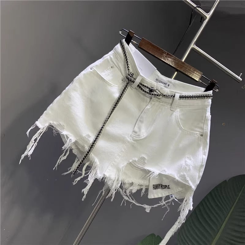 Raw-edged Irregular Denim Skirt for Trendy Style