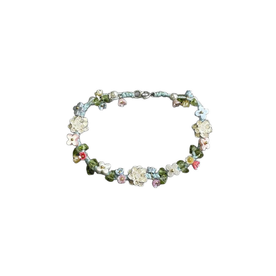 S925 Sterling Silver-plated Lotus Flower Braided Bracelet