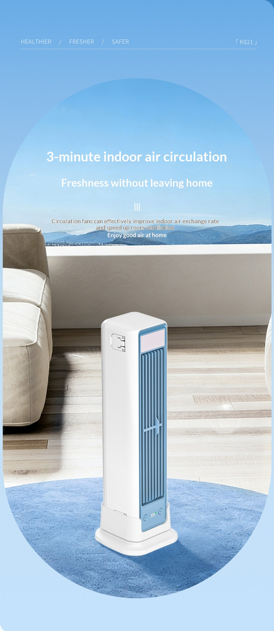 Long-lasting Desktop Wall-mounted Upright Table Fan