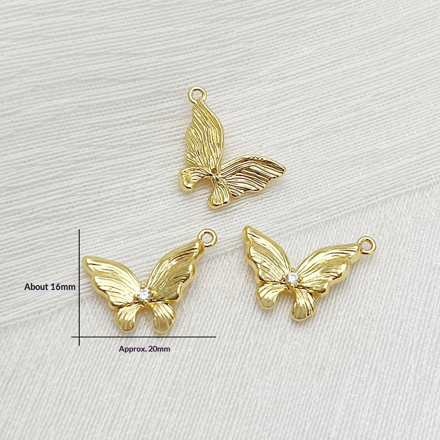Real Gold Fine-grain Three-dimensional Butterfly Pendant