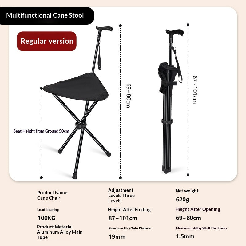 Outdoor Hiking Trekking Pole for Elderly with Stool