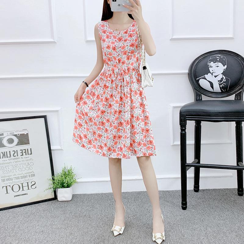 Off-white Sleeveless Cotton Silk Nightdress for Women