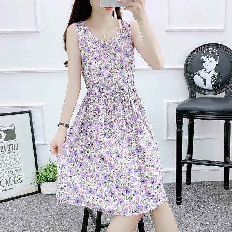 Off-white Sleeveless Cotton Silk Nightdress for Women