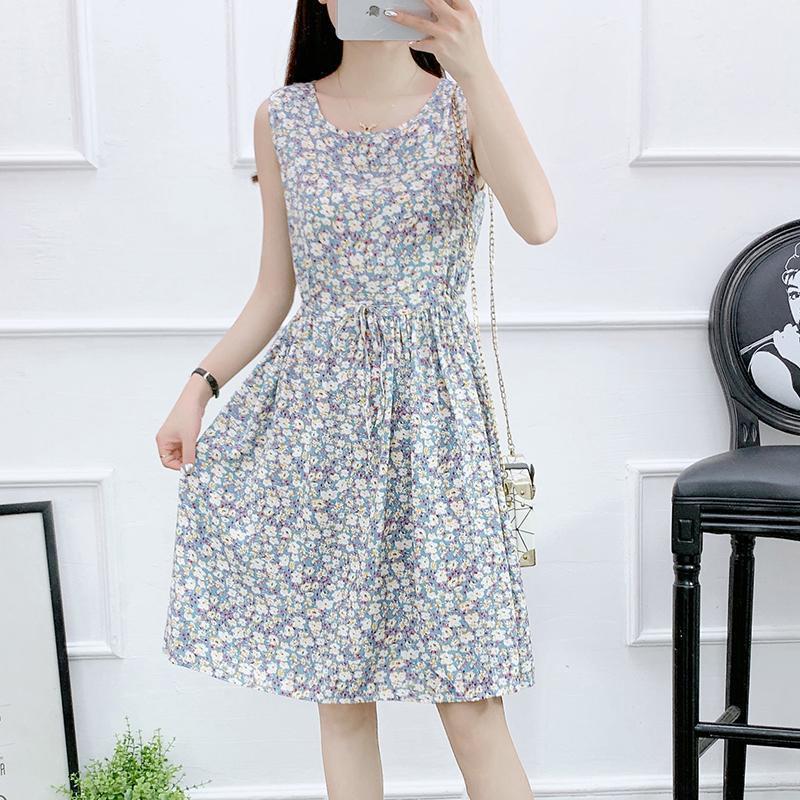 Off-white Sleeveless Cotton Silk Nightdress for Women