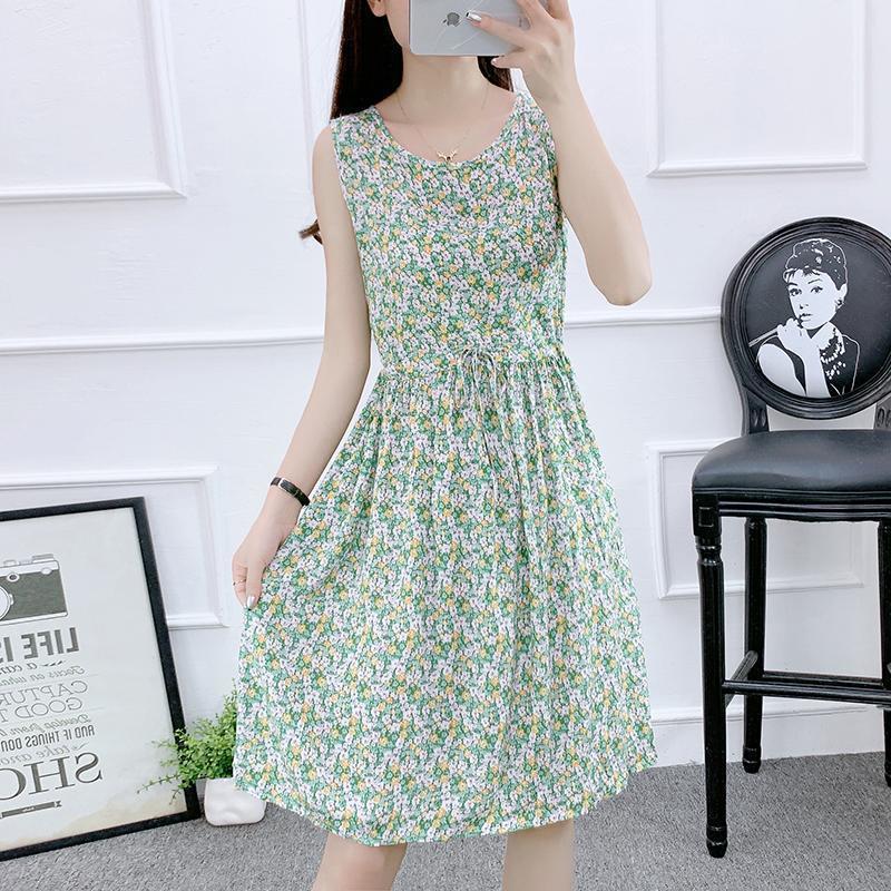 Off-white Sleeveless Cotton Silk Nightdress for Women