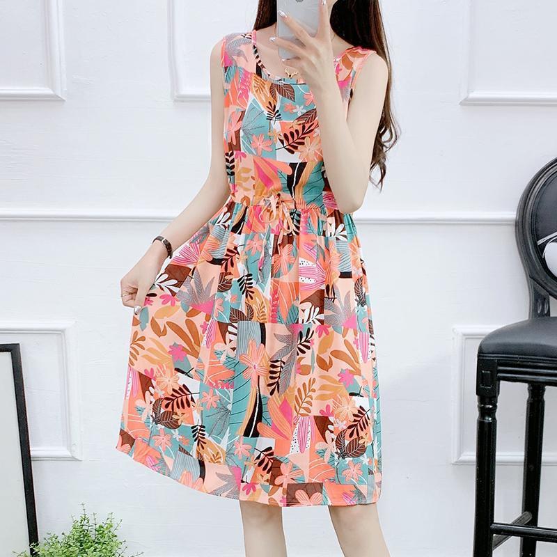 Off-white Sleeveless Cotton Silk Nightdress for Women