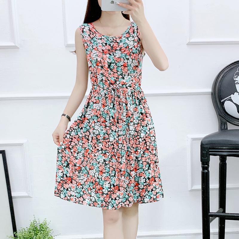 Off-white Sleeveless Cotton Silk Nightdress for Women