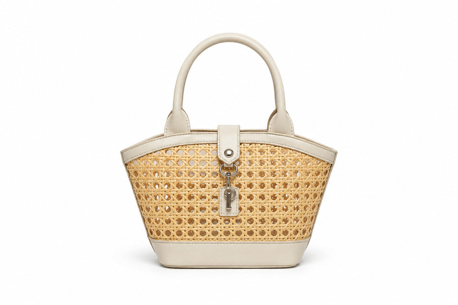 Handwoven Rattan Hollowed-Out Holiday Handbag