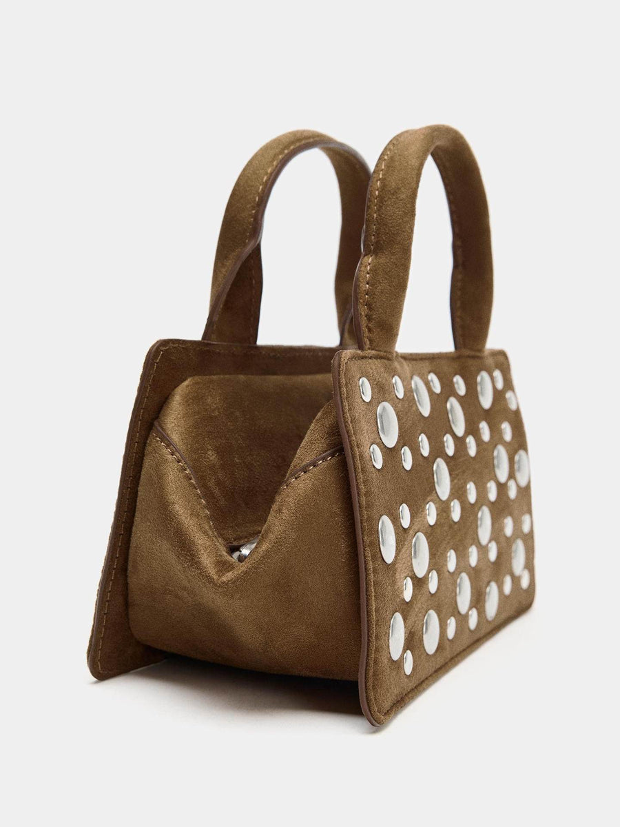 Fashionable Rivet-Embellished Punk Handbag for Commuters