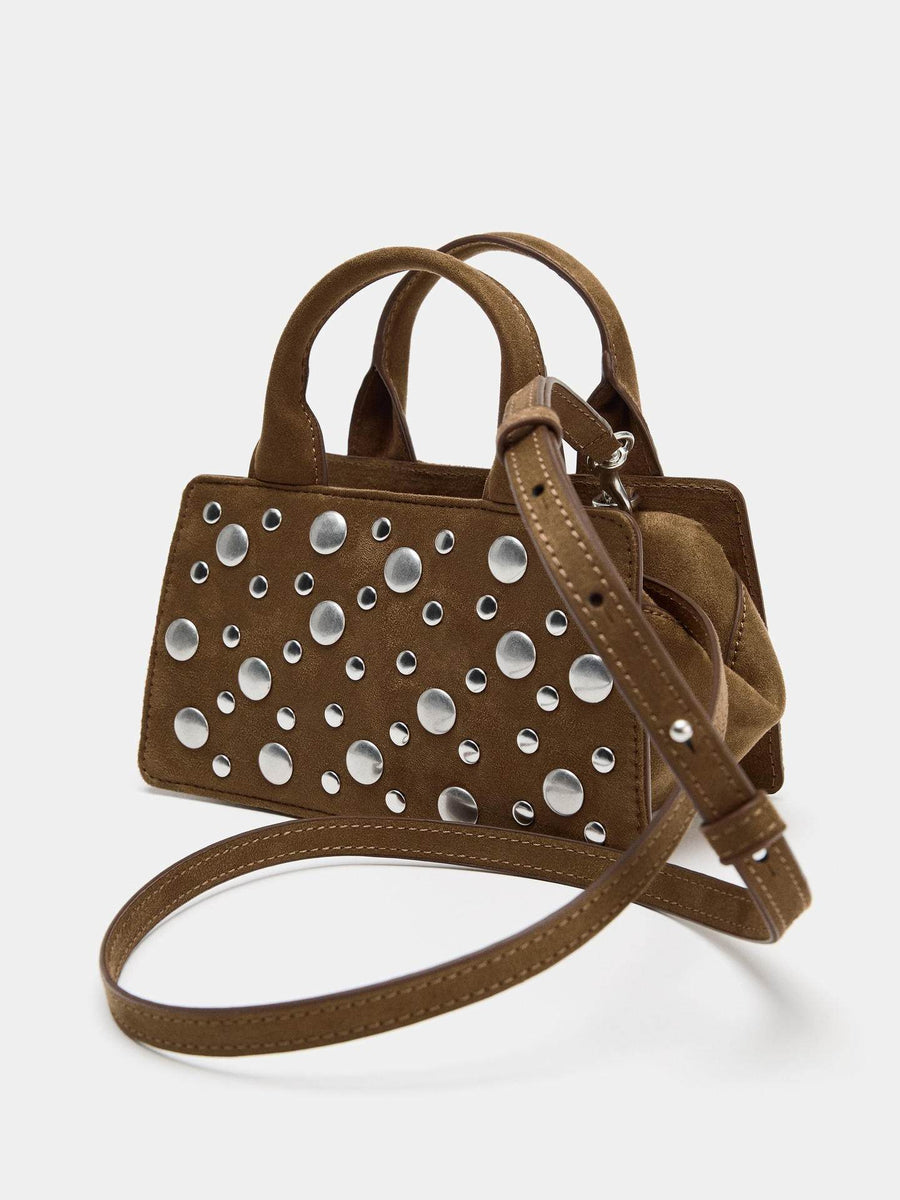 Fashionable Rivet-Embellished Punk Handbag for Commuters