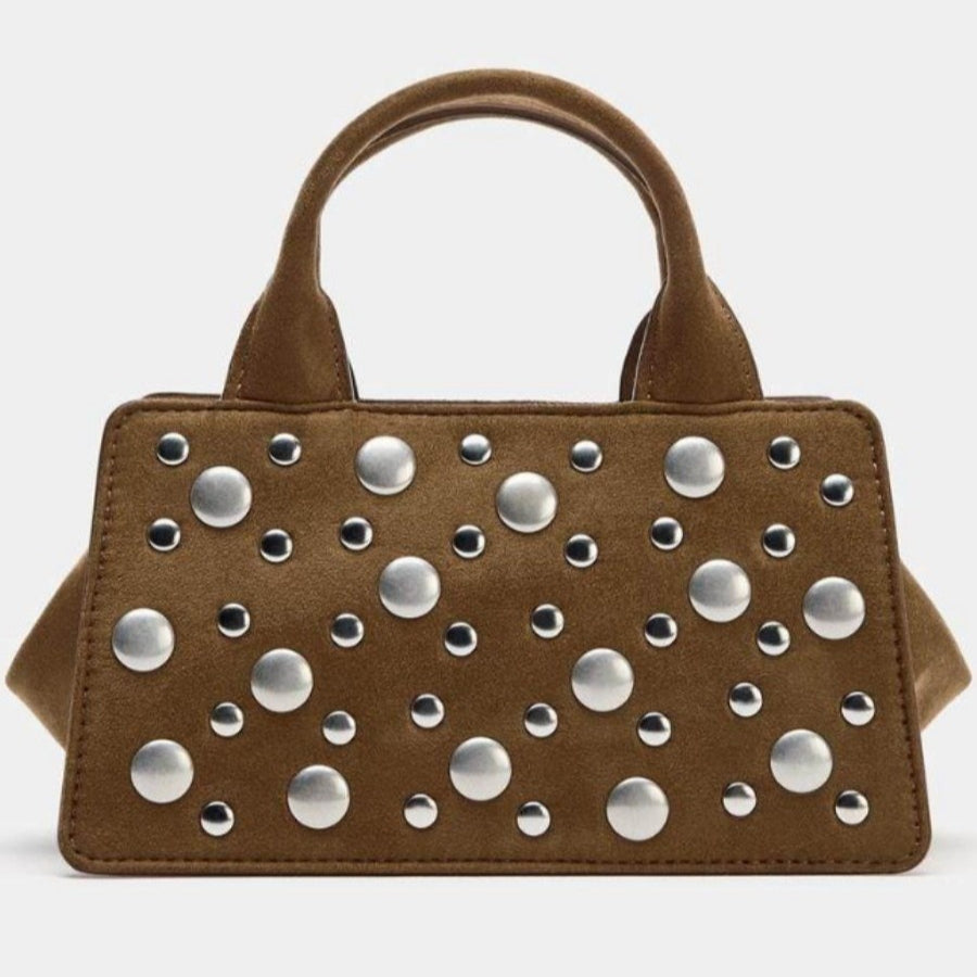 Fashionable Rivet-Embellished Punk Handbag for Commuters