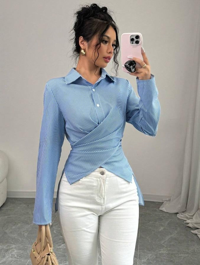 Stylish and Elegant Long-sleeve Button-down Blouse for Women