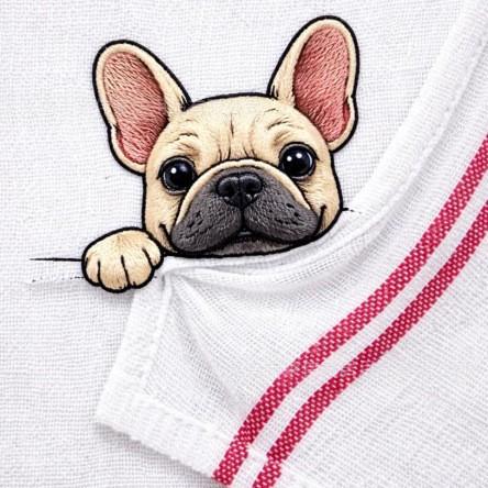 Kitchen Hand Towel with Adorable Animal Embroidery