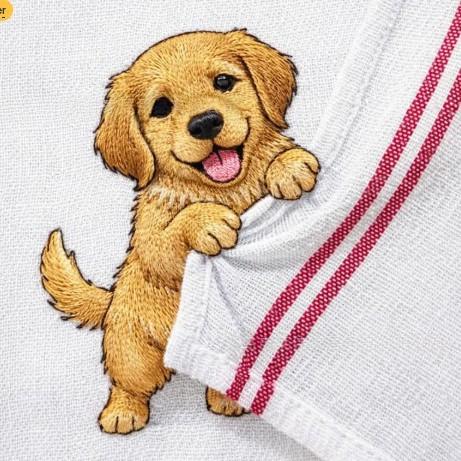 Kitchen Hand Towel with Adorable Animal Embroidery