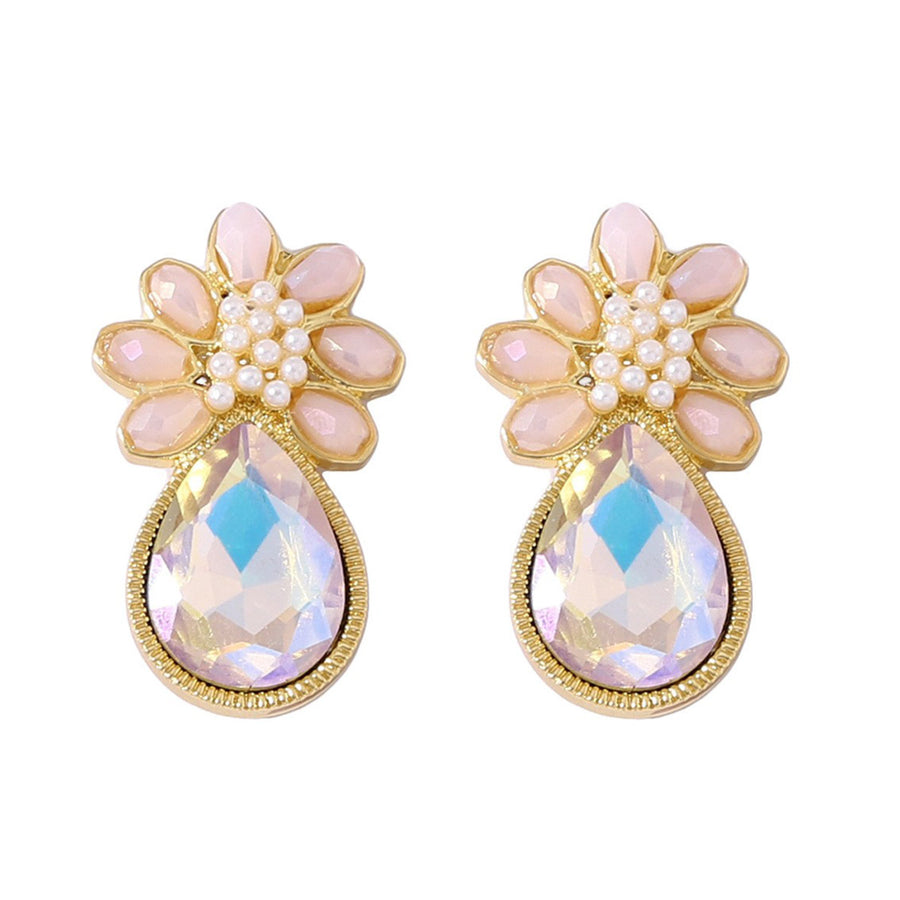 Glass Crystal Delicate Personalized Earrings - Water-drop Floral Design