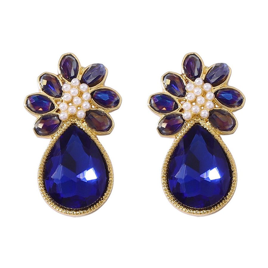 Glass Crystal Delicate Personalized Earrings - Water-drop Floral Design