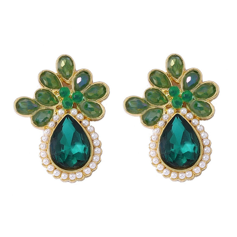 Glass Crystal Delicate Personalized Earrings - Water-drop Floral Design