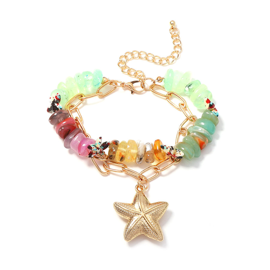 Summer Beach-Style Ombre Beaded Double-Layer Bracelet