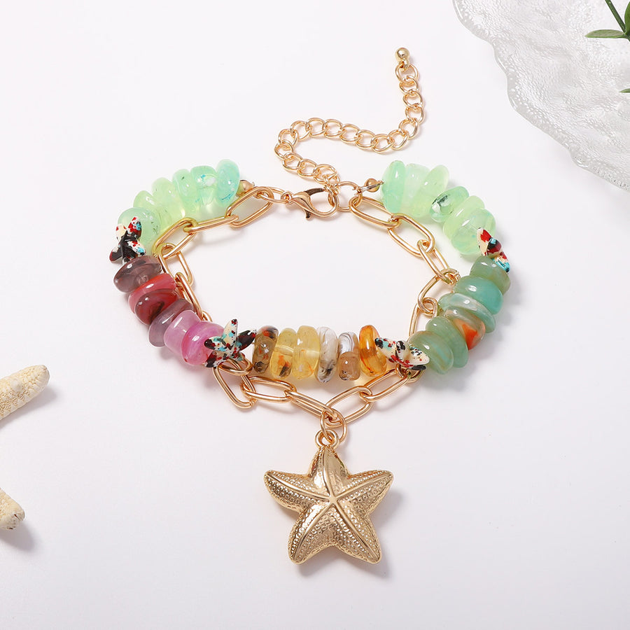 Summer Beach-Style Ombre Beaded Double-Layer Bracelet