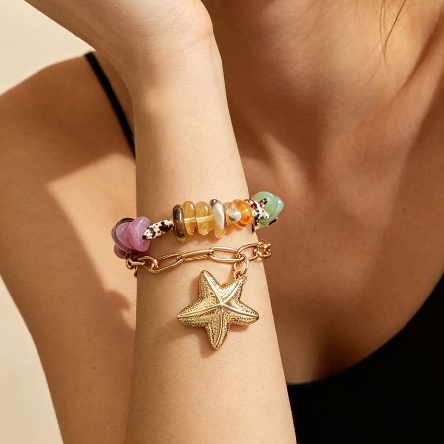 Summer Beach-Style Ombre Beaded Double-Layer Bracelet