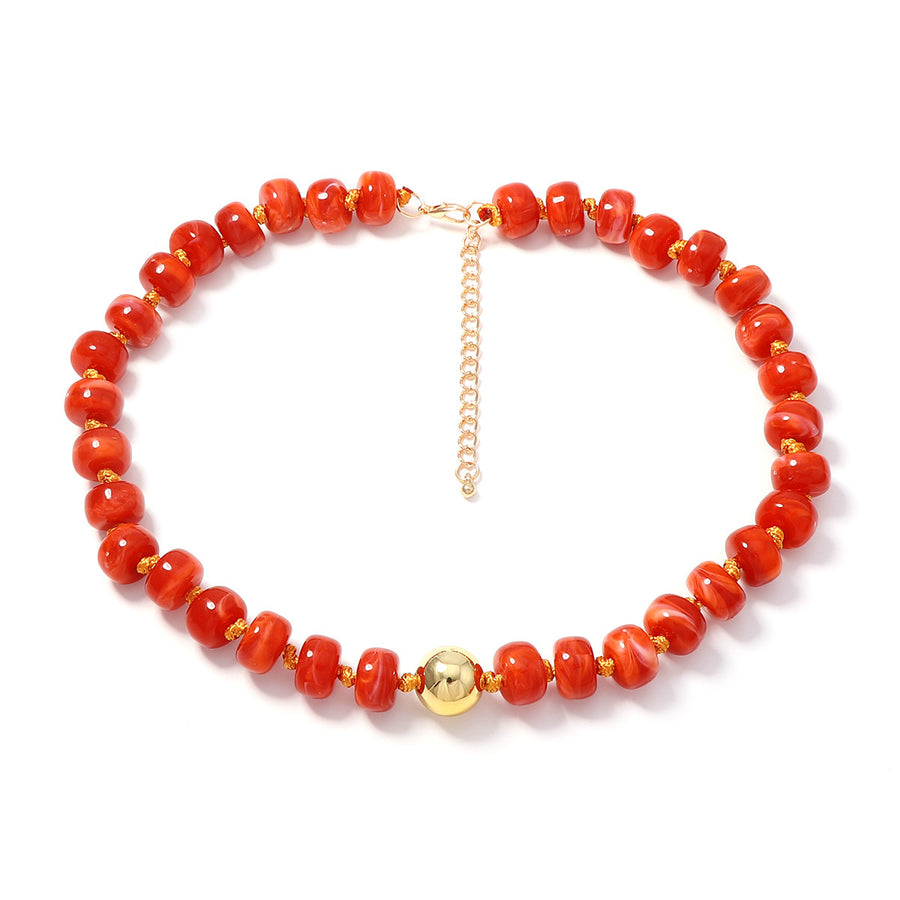 Dyed Resin Round Flat Bead Necklace for Unique Style