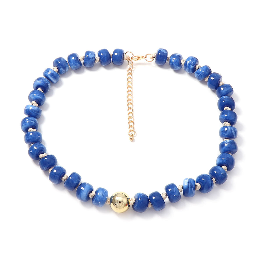 Dyed Resin Round Flat Bead Necklace for Unique Style