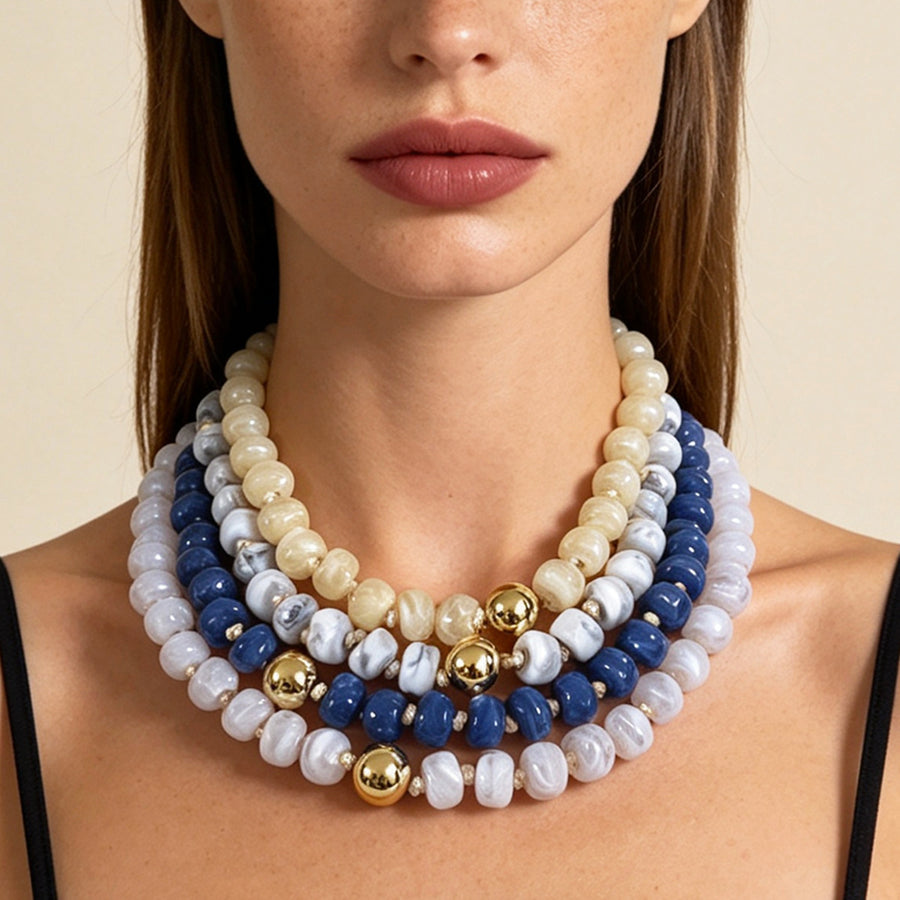 Dyed Resin Round Flat Bead Necklace for Unique Style