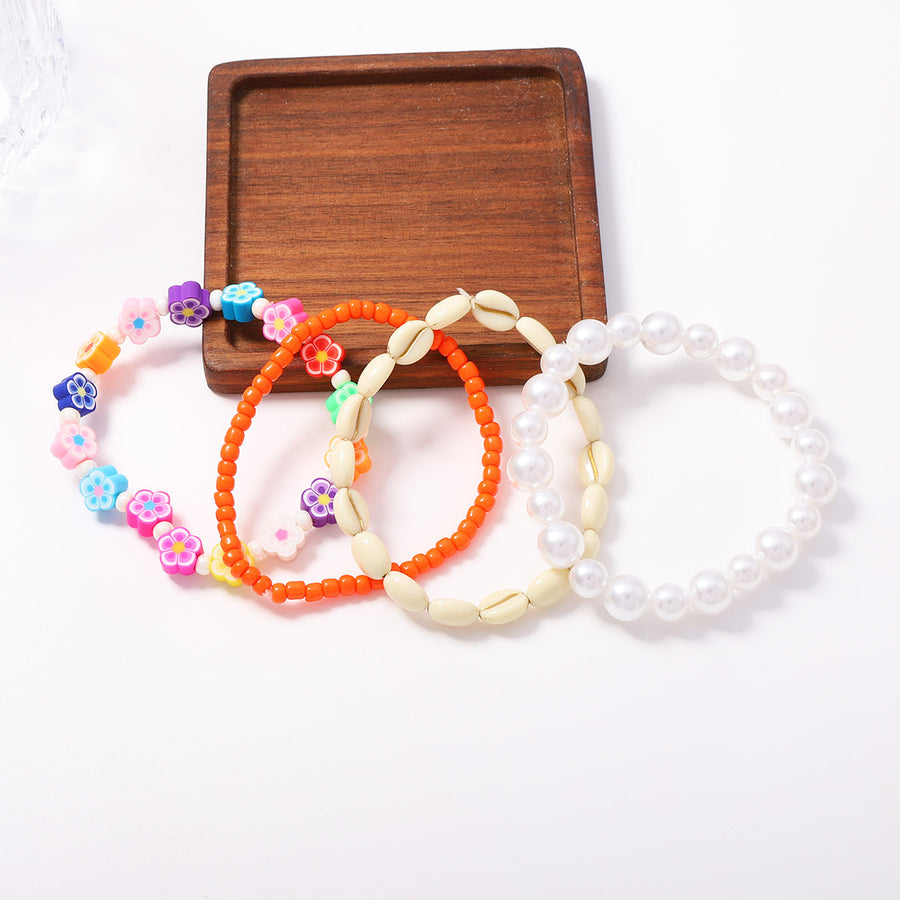 Vibrant Floral Shell and Bead Bracelet for Every Occasion