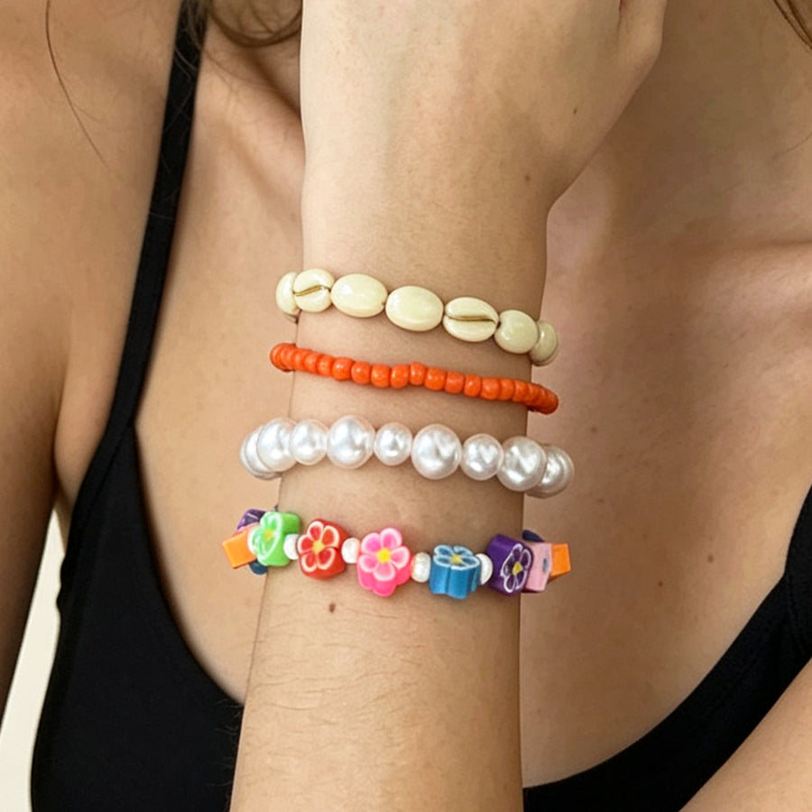 Vibrant Floral Shell and Bead Bracelet for Every Occasion
