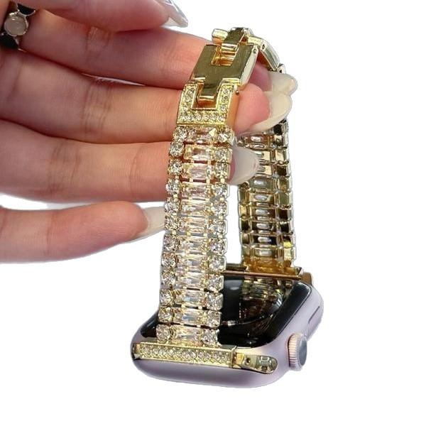 Shiny Zircon Metal Watch Band for Apple Watch Series 10 11 Ultra