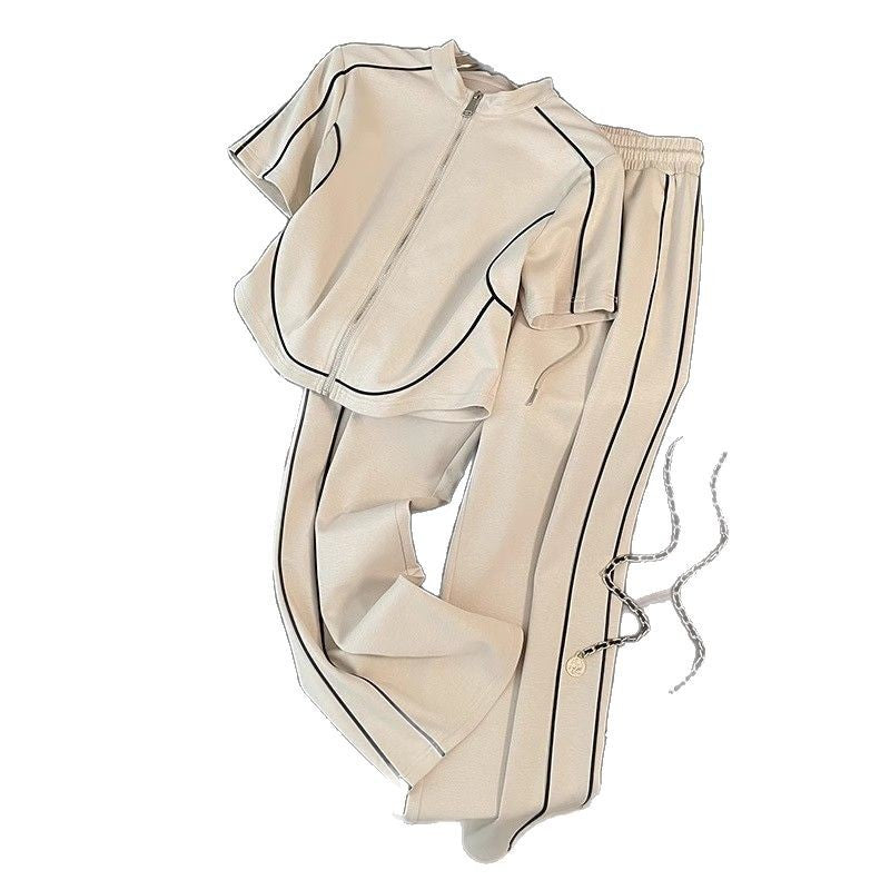 Womens New Summer Chic Wide-leg Pants Two-piece Set