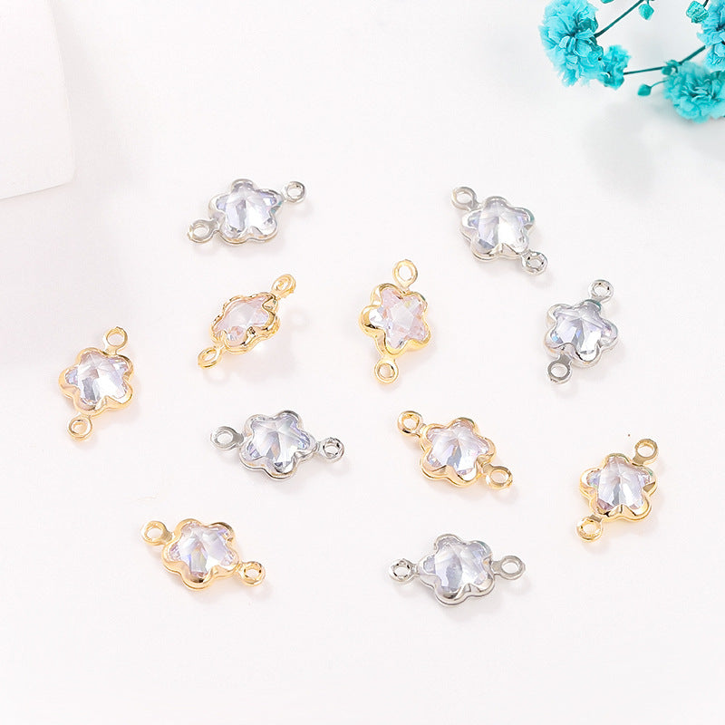 Geometric Zircon Bezel Set Pendant - Gold Plated Charm