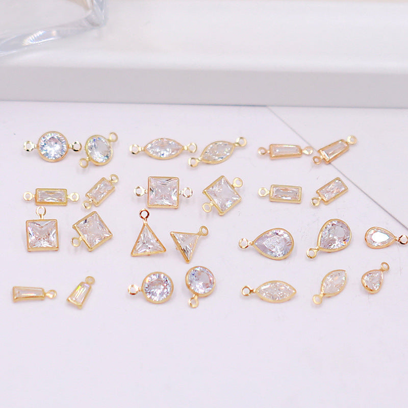 Geometric Zircon Bezel Set Pendant - Gold Plated Charm
