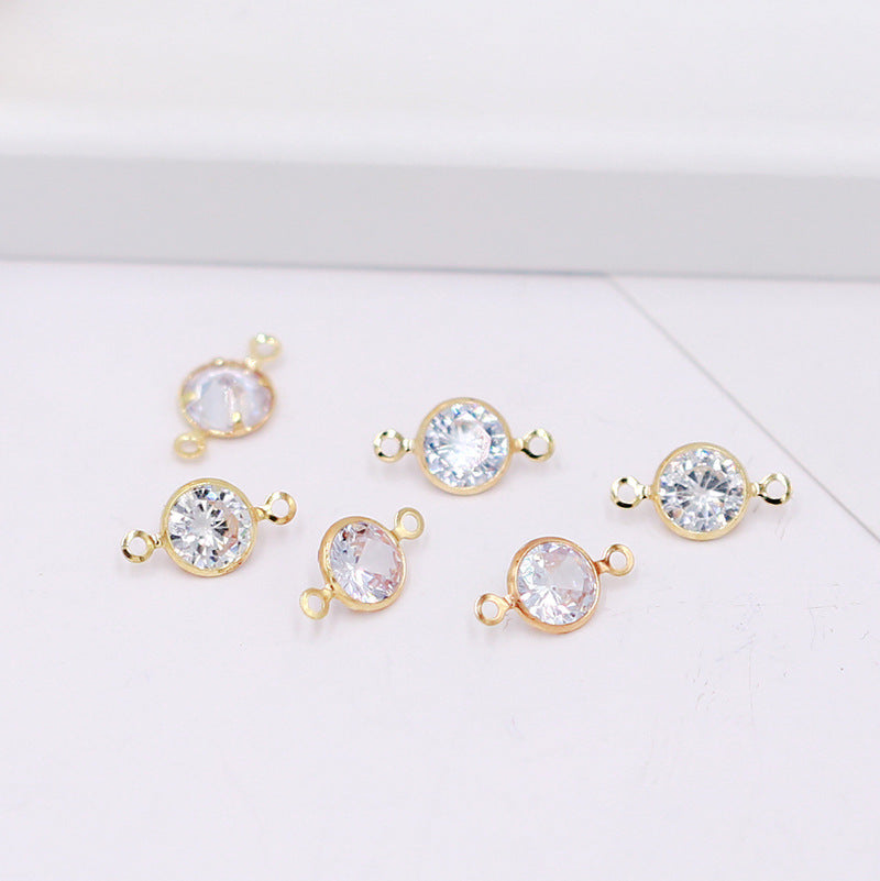 Geometric Zircon Bezel Set Pendant - Gold Plated Charm