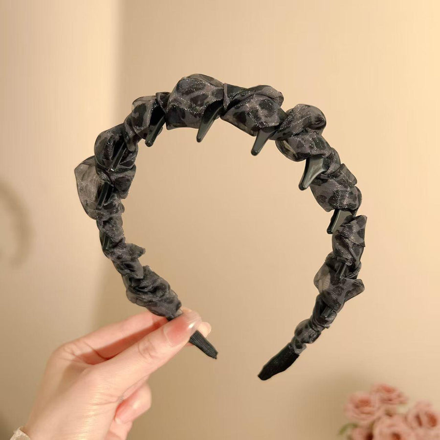 Ruffled Trim Headband with Teeth - Non-Slip Hair Hoop