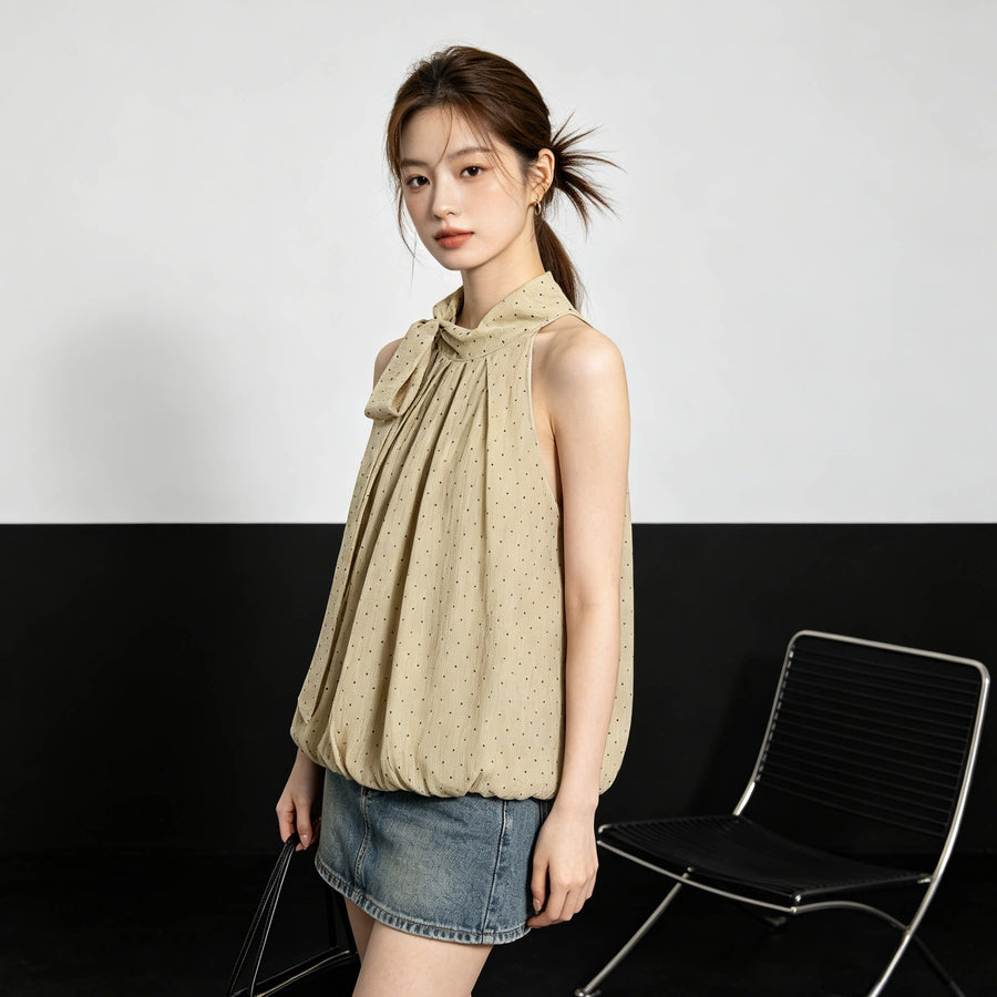 Womens Bow-Knot Sleeveless Strap Casual Top for Yoga