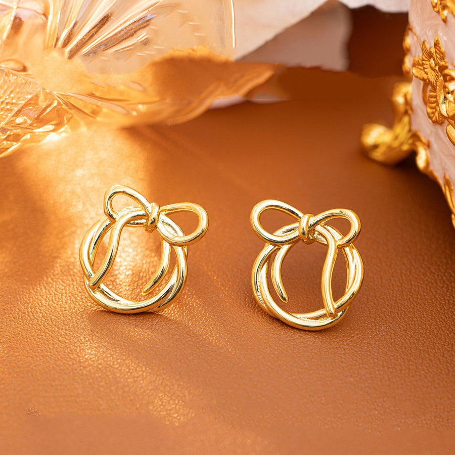 New Rabbit Bowknot K-gold Plated Earrings for Stylish Elegance