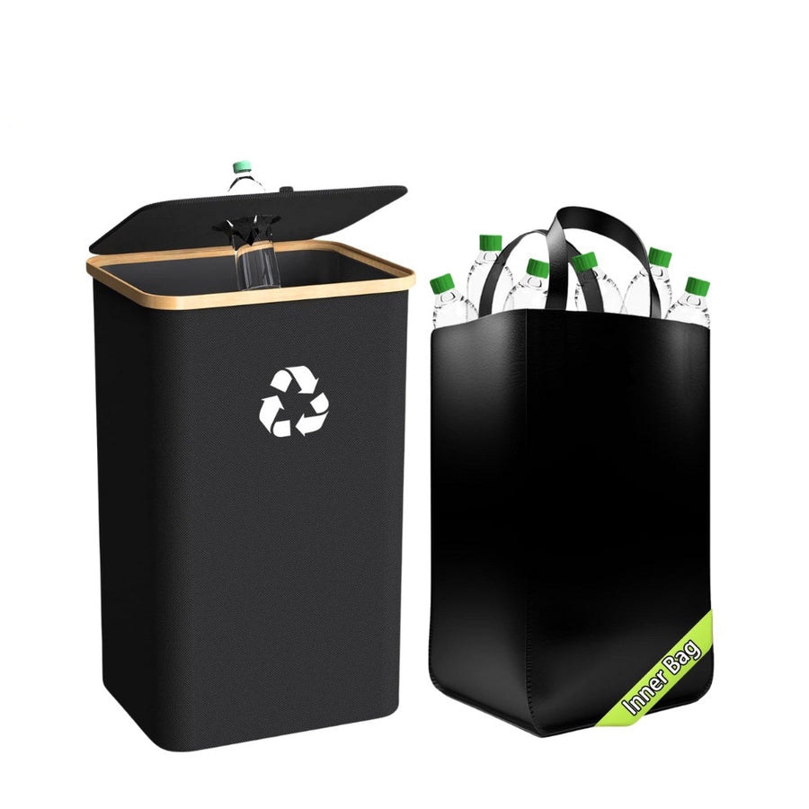 Bamboo Fabric Folding Trash Can for Home Office Storage