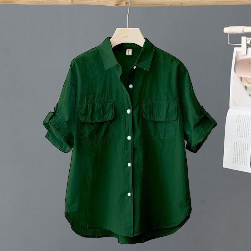 Korean-style Solid-color Blouse for Age-Reducing Elegance
