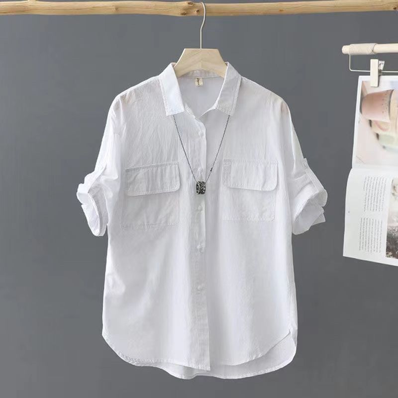 Korean-style Solid-color Blouse for Age-Reducing Elegance