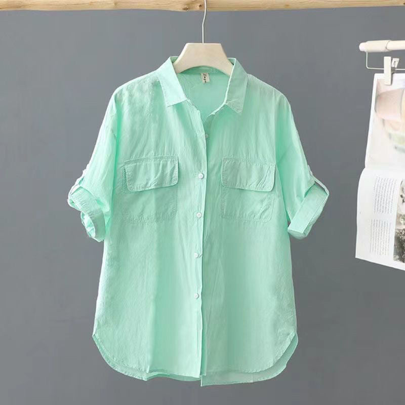 Korean-style Solid-color Blouse for Age-Reducing Elegance