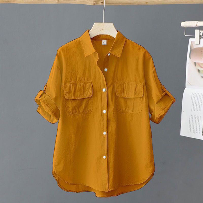 Korean-style Solid-color Blouse for Age-Reducing Elegance