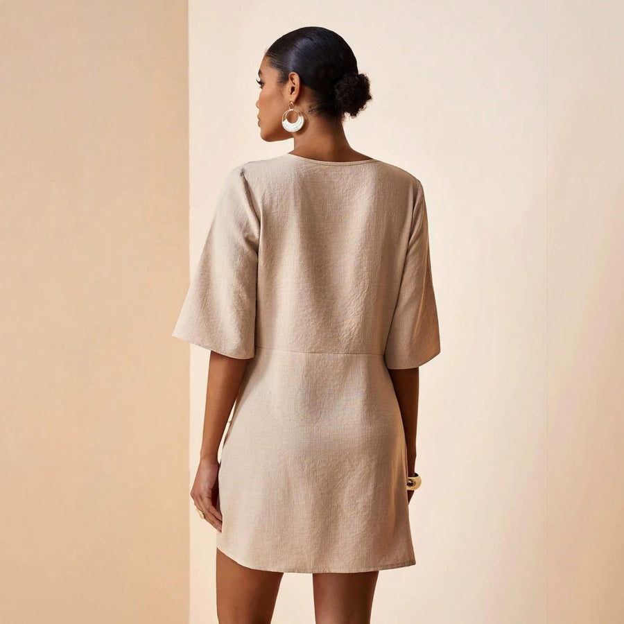 Trendy SpringSummer V-Neck Mini Dress for Effortless Style