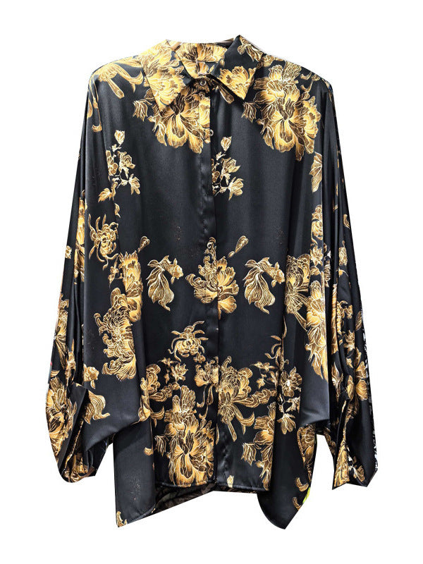 Chic Striped Blouse with Lapel & Long Sleeves for Women