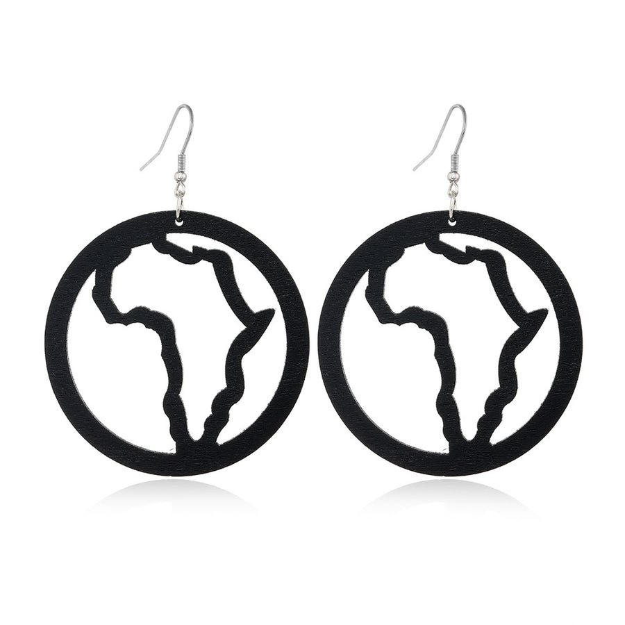 Black Hollow-Out Wooden Earrings - Trendy Statement Jewelry