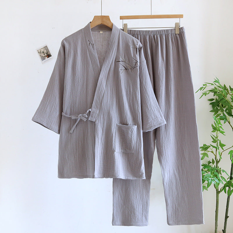 Double-layered Crepe Bamboo-patterned Hanfu Summer Pajamas